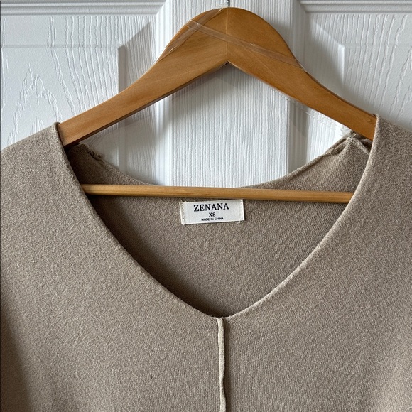 V-Neck High-Low Cashmere Feel Sweater - Cream - Picture 5 of 9